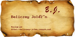 Beliczey Jolán névjegykártya